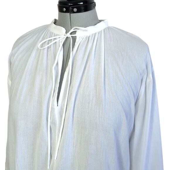 H & M L.O.G.G. sheer white cotton tunic top/mini dress long sleeves, size XS - Picture 2 of 10